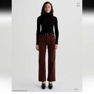 AG Adriano Goldschmied Coffee Bean Corduroy "Brinkley" Straight Leg Jeans